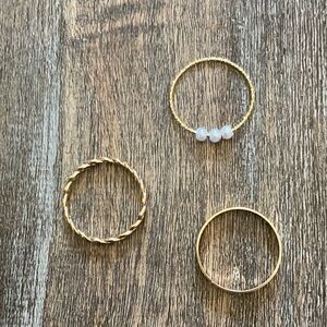 Elegant Gold and Pearl Ring Set